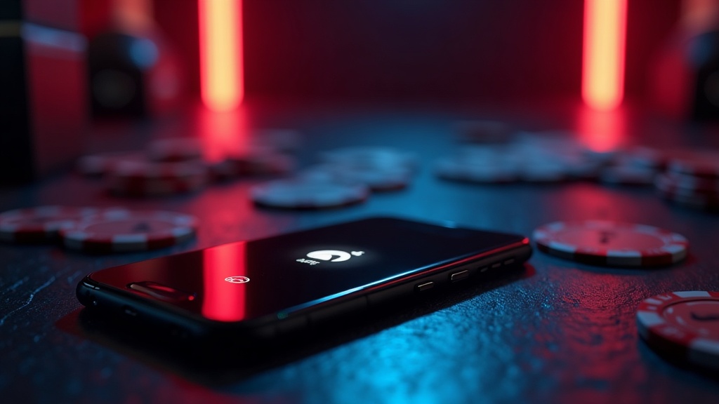 Telefono Android con installazione APK in un ambiente da casino