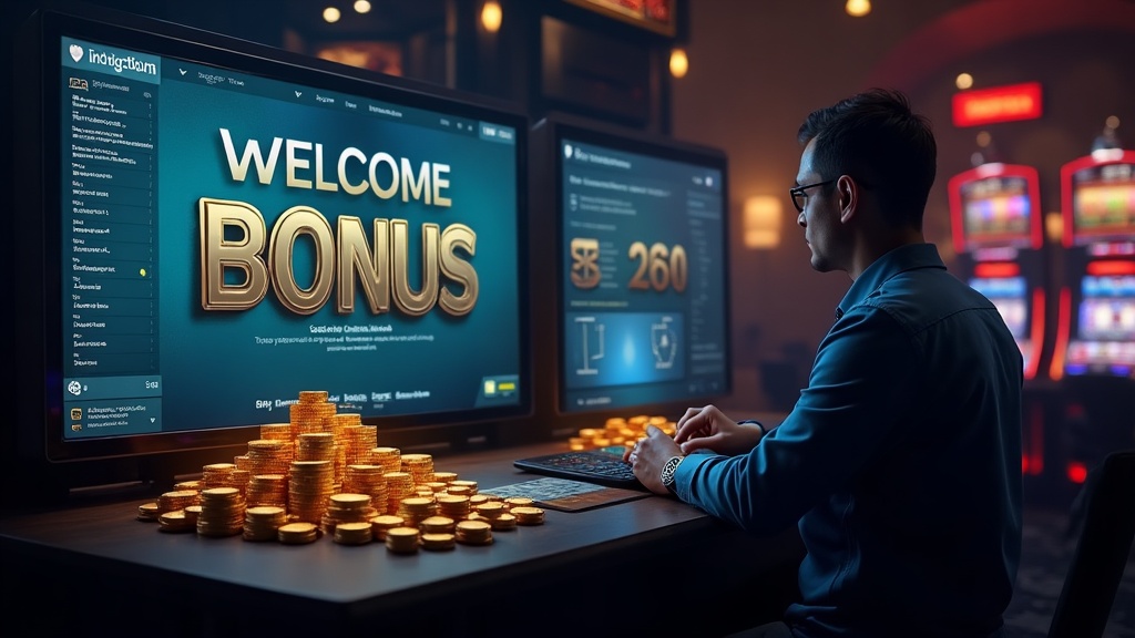 Nuovo utente osserva il bonus di benvenuto in un casinò digitale