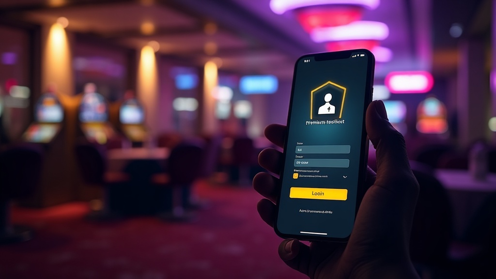 Schermata mobile sicura con funzioni app in ambiente casino