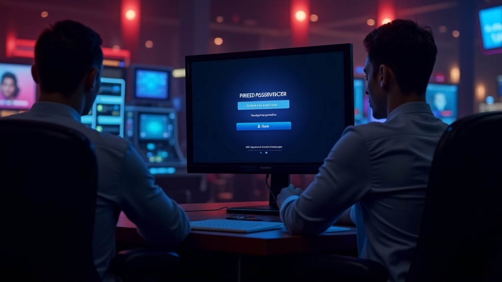 Schermata di recupero accesso con supporto in un ambiente casino scuro.