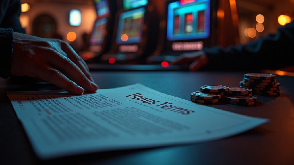 Scheda con termini e limiti dei bonus accanto a fiches da casinò